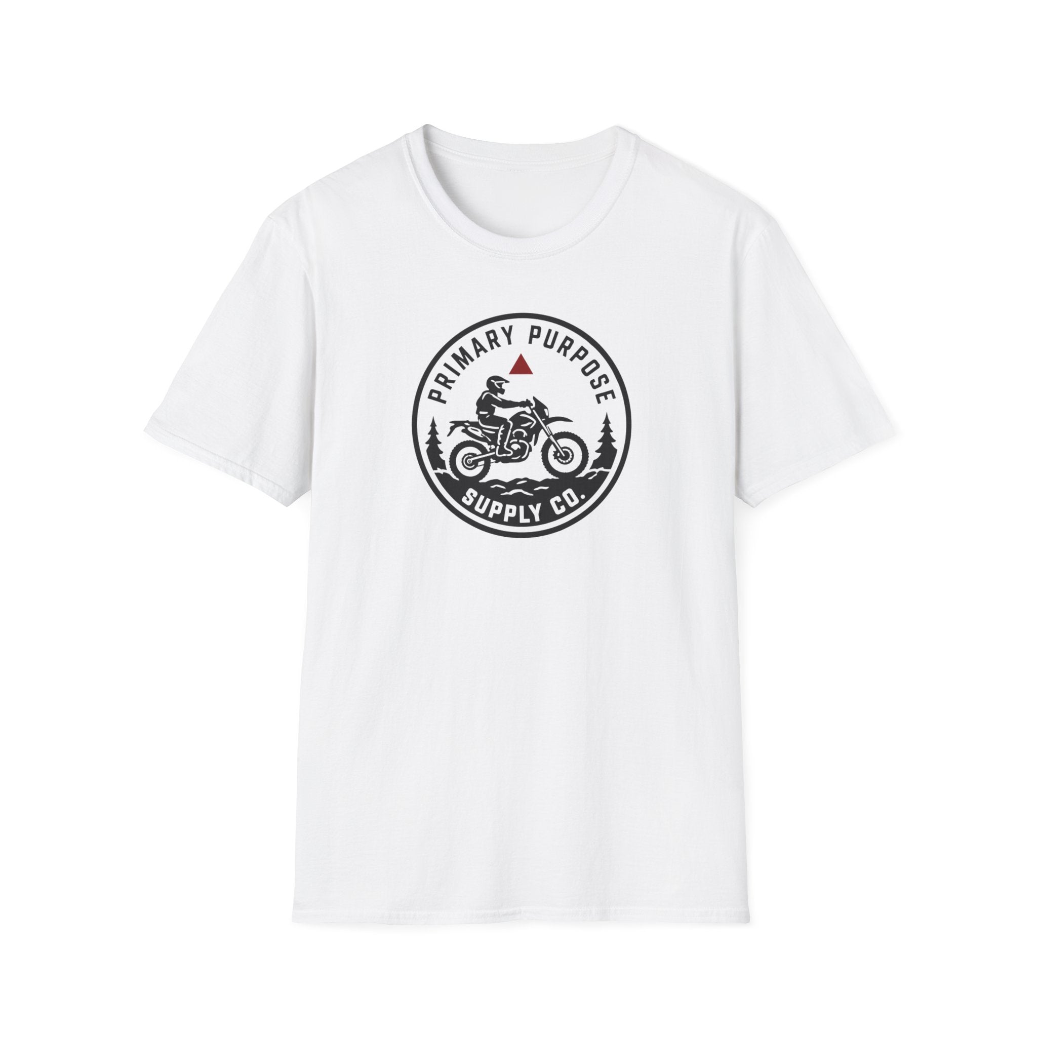 Motorcycle Logo T-Shirt — "Primary Purpose Supply Co." Vintage Rider Tee
