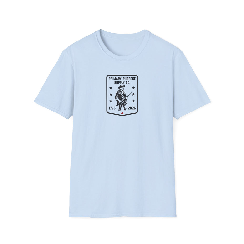 Patriot Rifleman T-Shirt — Primary Purpose Supply Co. 1776–2026 Vintage Patch