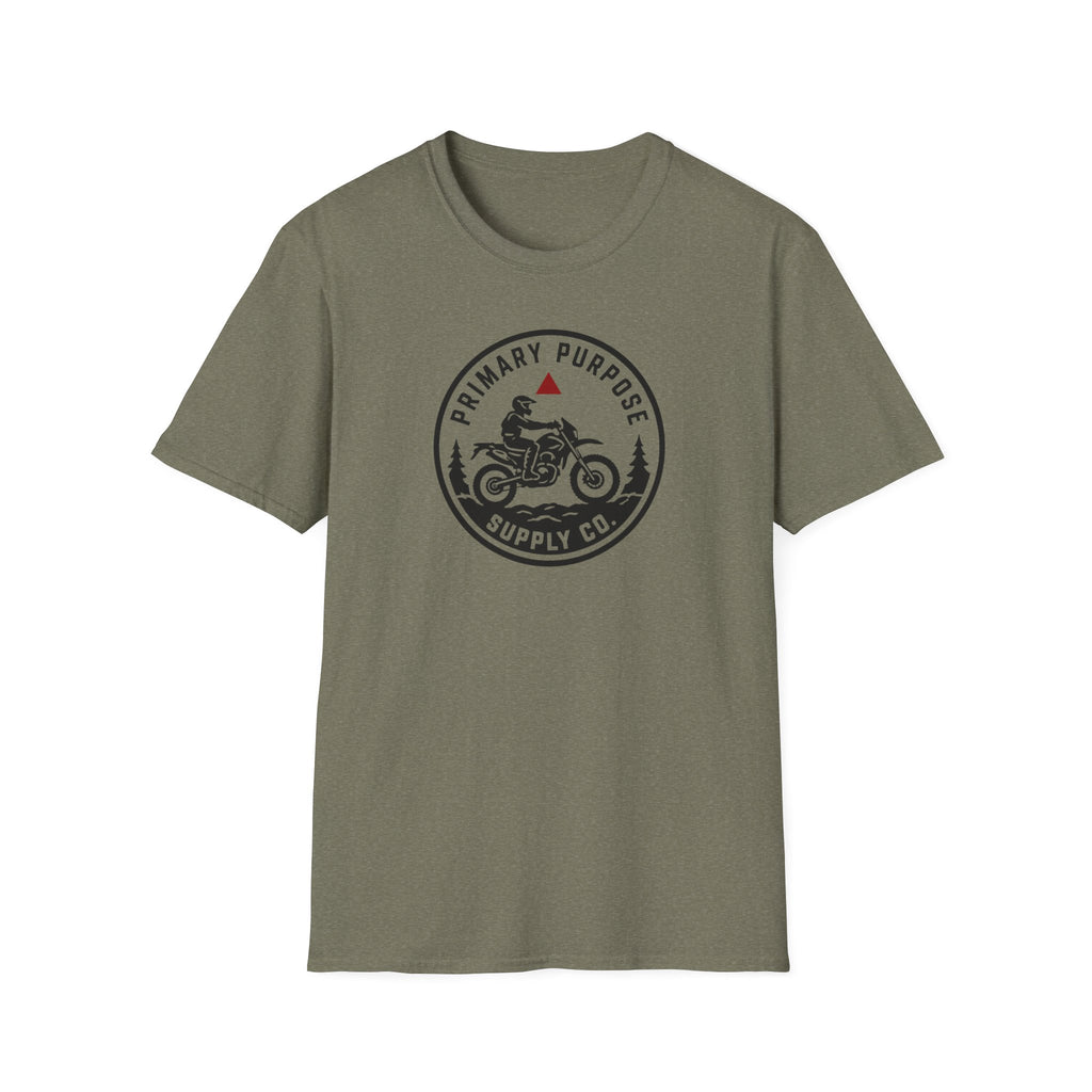 Motorcycle Logo T-Shirt — "Primary Purpose Supply Co." Vintage Rider Tee