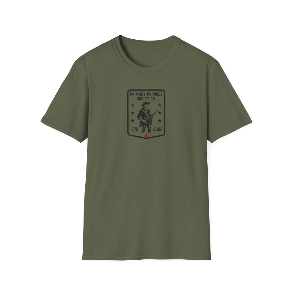 Patriot Rifleman T-Shirt — Primary Purpose Supply Co. 1776–2026 Vintage Patch