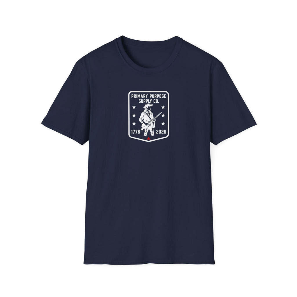 Patriot Rifleman T-Shirt — Primary Purpose Supply Co. 1776–2026 Vintage Patch