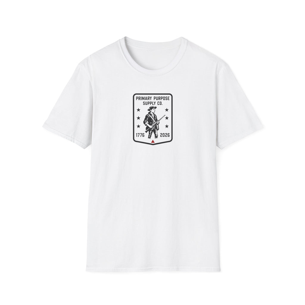 Patriot Rifleman T-Shirt — Primary Purpose Supply Co. 1776–2026 Vintage Patch