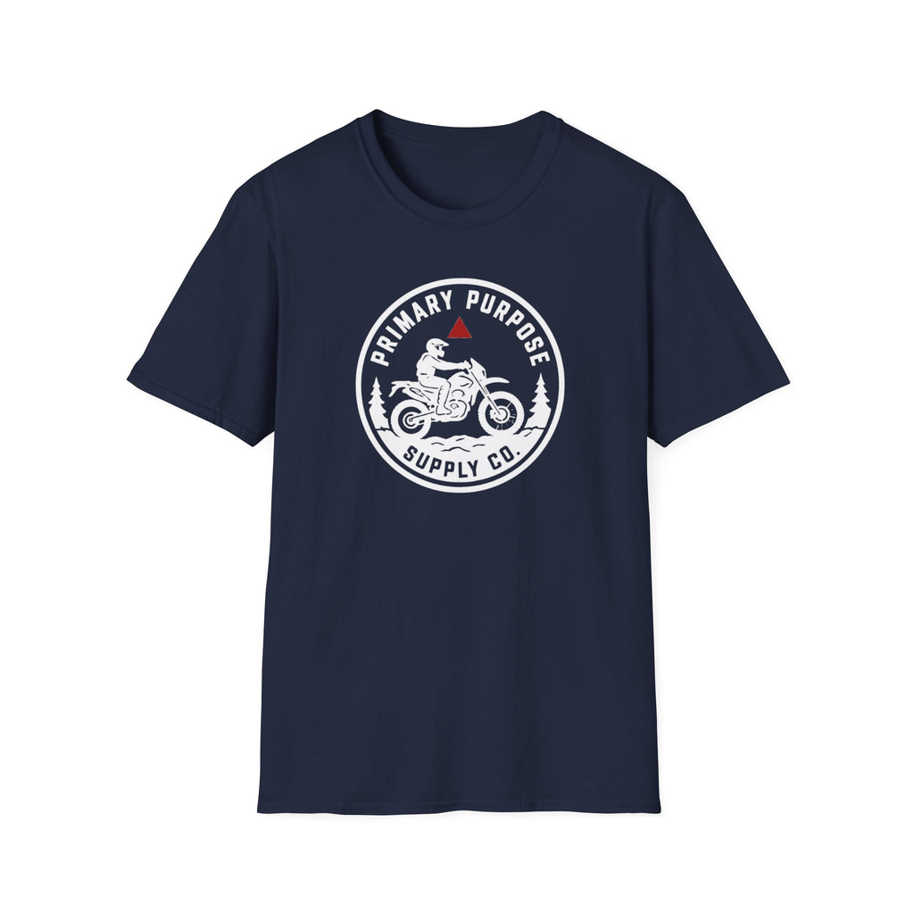 Motorcycle Logo T-Shirt — "Primary Purpose Supply Co." Vintage Rider Tee